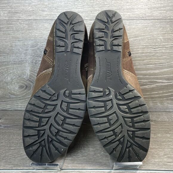 Earth Hilltopper Brown Leather Women’s Sz 8.5B Zip Braid Hidden Wedge Ankle Boot - Picture 7 of 12